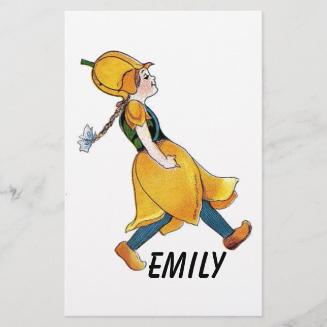 Papelería Chica divertida de flor de tulipano amarillo (Anverso)