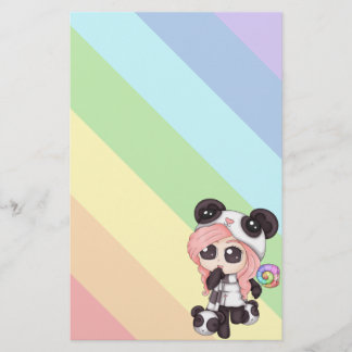 Papelería Chica lindo de la panda del animado del arco iris