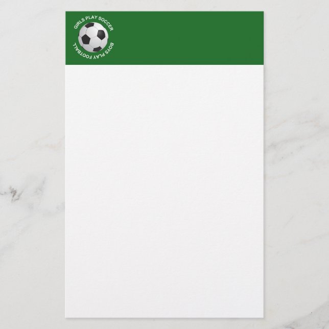 Papelería Chicas juegan fútbol, niños juegan fútbol (Anverso)