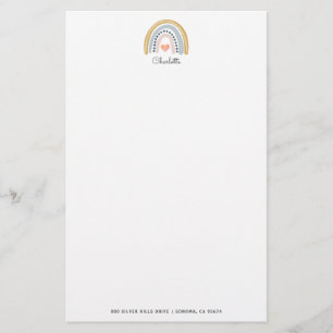 Papelería Chico de corazón rosa arcoiris personalizado de Bo