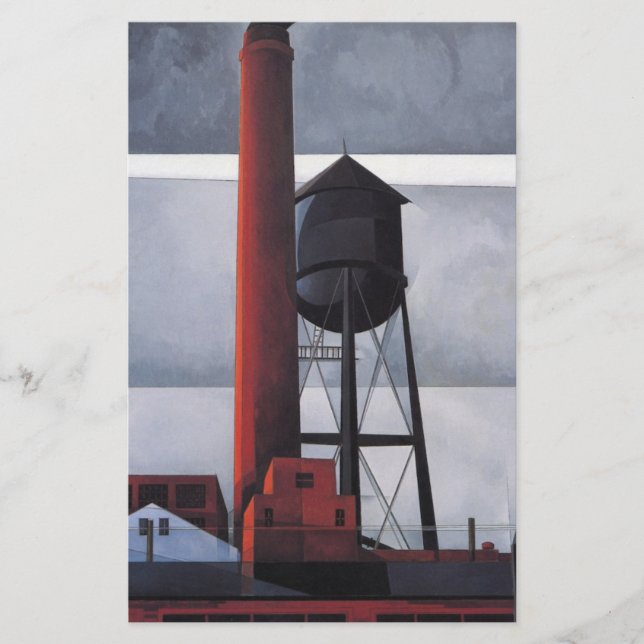 Papelería Chimenea y Torre del Agua (por Charles Demuth) (Anverso)
