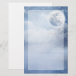 Papelería Cielo azul mágico con cisnes voladores