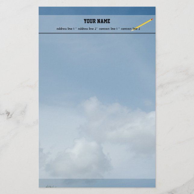Papelería Cielo azul y nubes blancas. (Anverso)