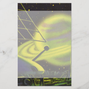 Papelería Ciencia ficción Neon Green Planet w Rings