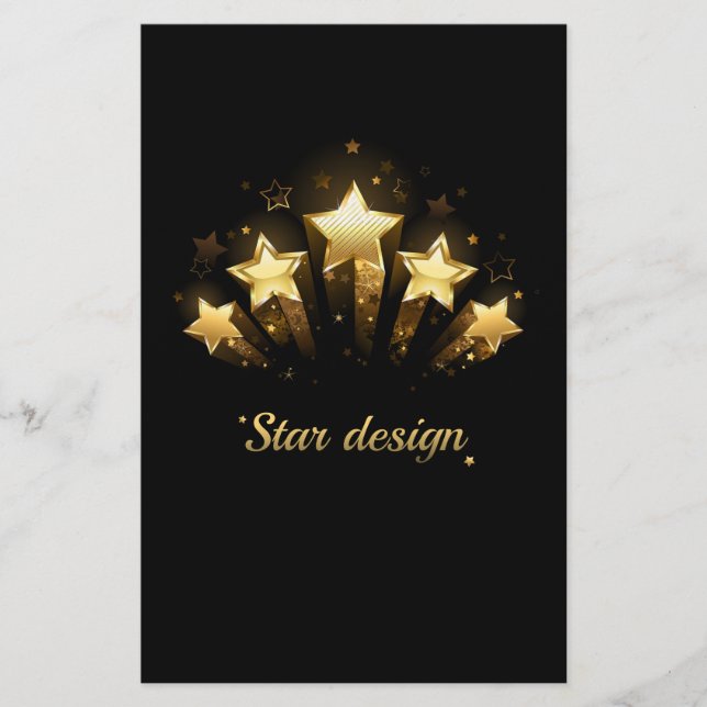 Papelería Cinco estrellas de oro en negro (Anverso)