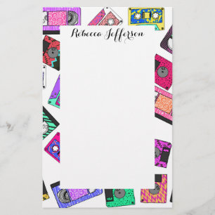 Papelería Cintas de cassette con estampado neón de la década