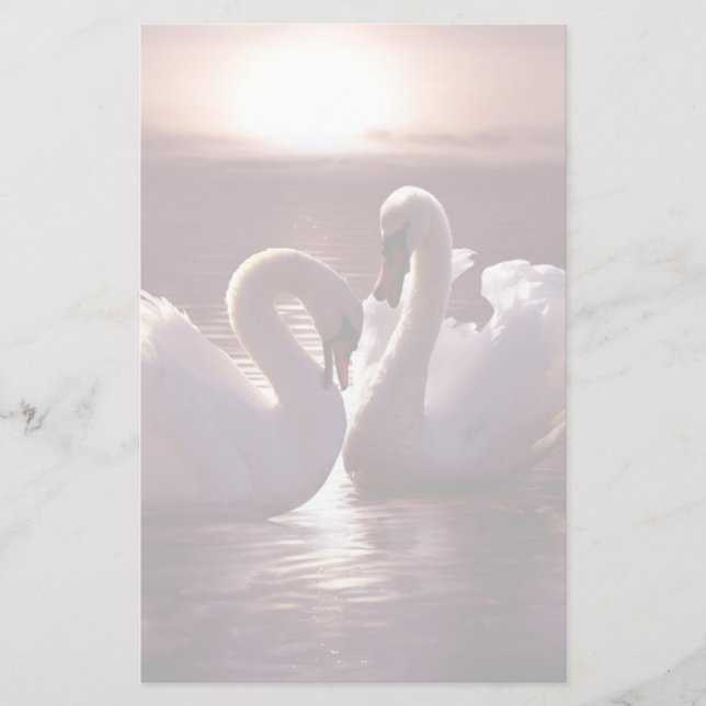 Papelería Cisnes amorosos formando un corazón (Anverso)
