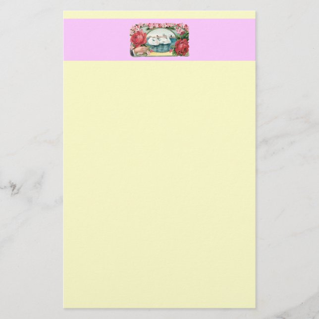Papelería Cisnes y Rosas Vintage Art Stationery (Anverso)