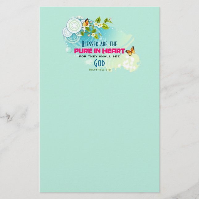 Papelería Cita de Beatitude con mariposas y flores (Anverso)