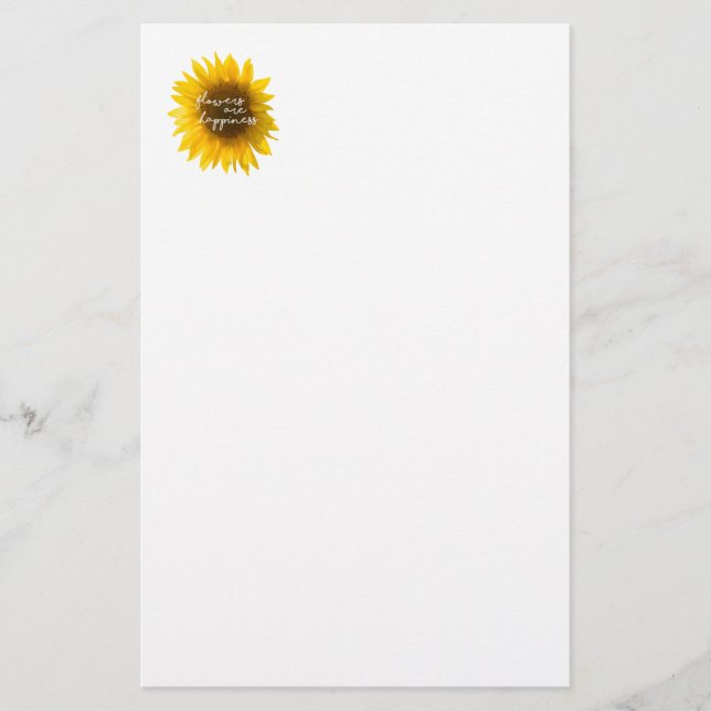 Papelería Cita de girasol "las flores son felicidad" (Anverso)