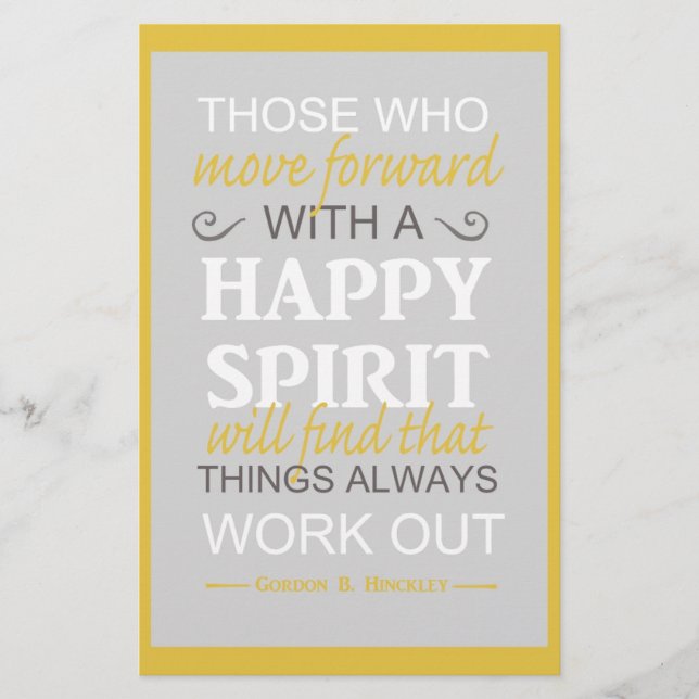 Papelería cita inspiradora de gordon b hinckley lds (Anverso)