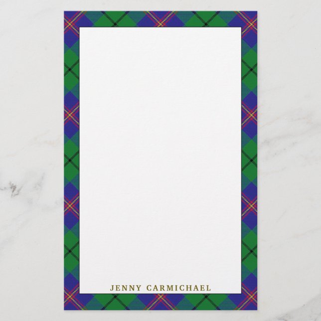 Papelería Clan Elegante Carmichael Tartan Plaid (Anverso)