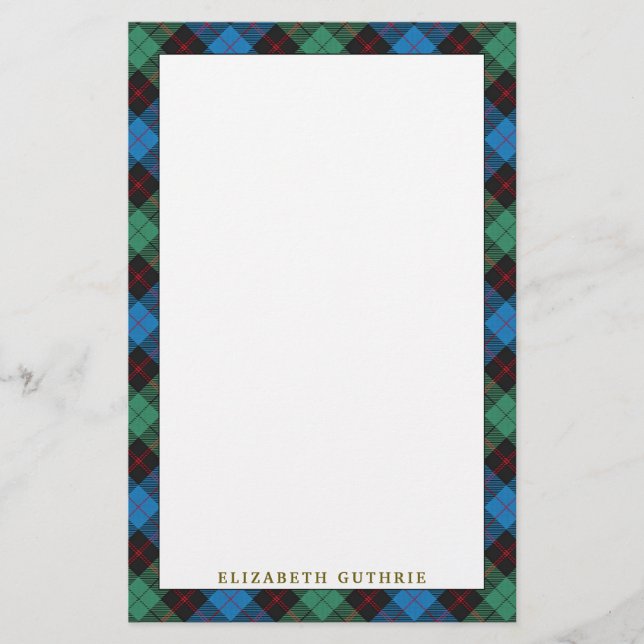 Papelería Clan elegante Guthrie Tartan Plaid (Anverso)