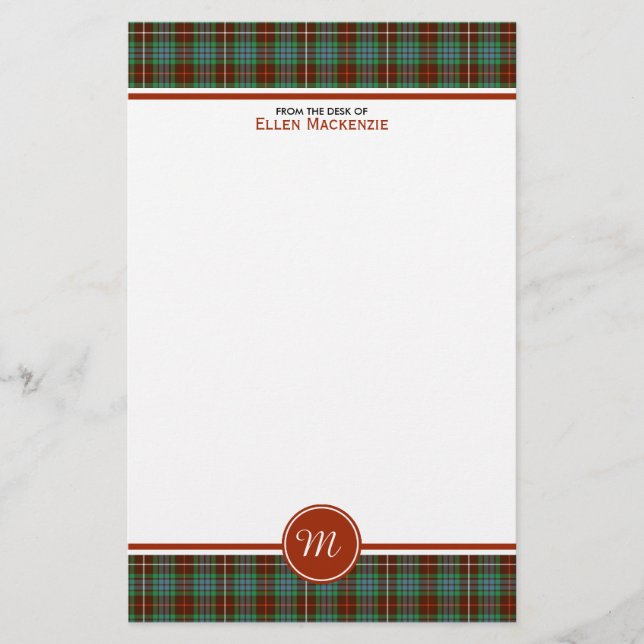 Papelería Clan Fraser Hunting Tartán Monograma (Anverso)