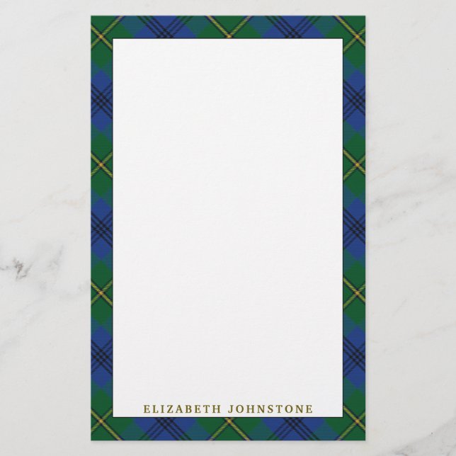 Papelería Clan Johnstone Johnston Tartan Plaid (Anverso)
