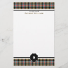 Papelería Clan Sutherland Anciano Tartan Tan Plaid Monograma