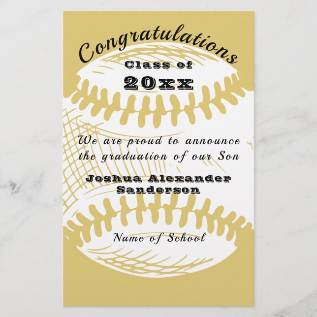 Papelería Clase de Invitación de graduación de béisbol (Anverso)
