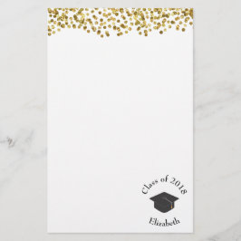Papelería Clase Faux Gold Confetti & Graduation Cap de 20xx