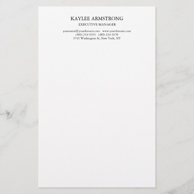 Papelería Clásico de estilo sencillo profesional blanco senc (Anverso)