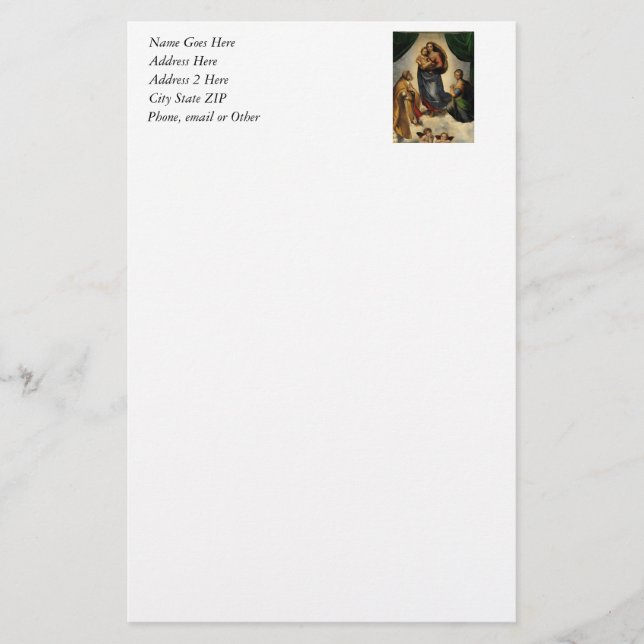 Papelería Clásico de Raphael "Sistine Madonna" (alrededor de (Anverso)