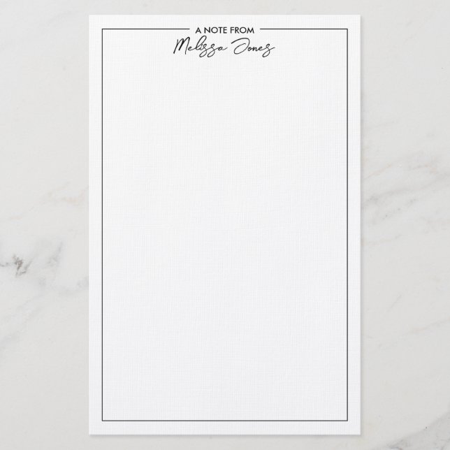 Papelería Clásico Elegante Nota De Blanco Y Negro (Anverso)