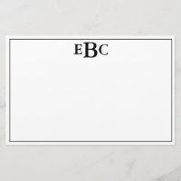 Clásico moderno Monograma estatizado en blanco y n