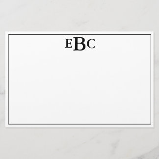 Papelería Clásico moderno Monograma estatizado en blanco y n