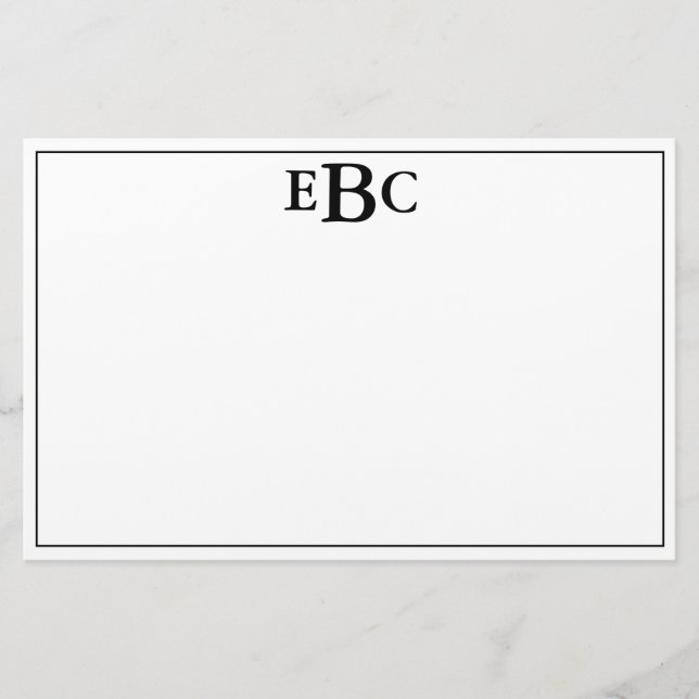 Papelería Clásico moderno Monograma estatizado en blanco y n (Anverso)