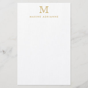 Papelería Classic Simple Faux Gold Monograma Inicial