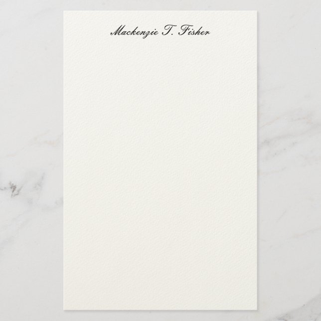 Papelería Classical Calligraphy Elegant Plain Black & White (Anverso)