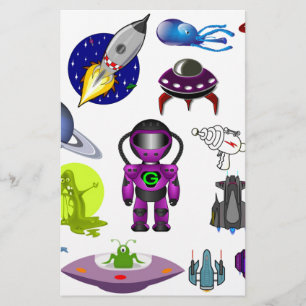 Papelería clip de espacio arte aliens space craft