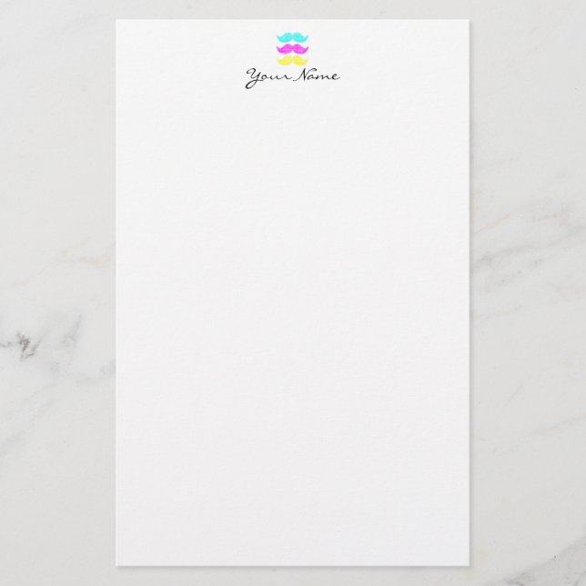 Papelería CMY Mustaches (estilo letterpress) (Anverso)