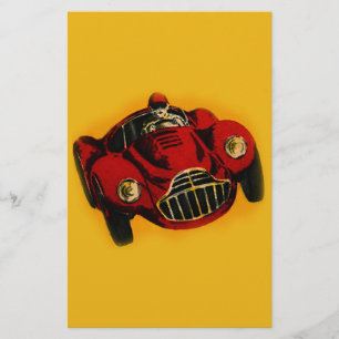 Papelería Coche de carreras automático viejo amarillo rojo