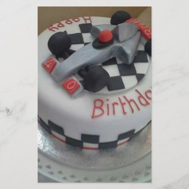 Papelería coche de carreras de cumpleaños feliz (Anverso)