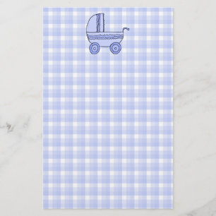 Papelería Cochecito de bebé. Azul claro en modelo del