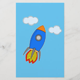 Papelería Cohetes Espaciales personalizados En Cielo Azul