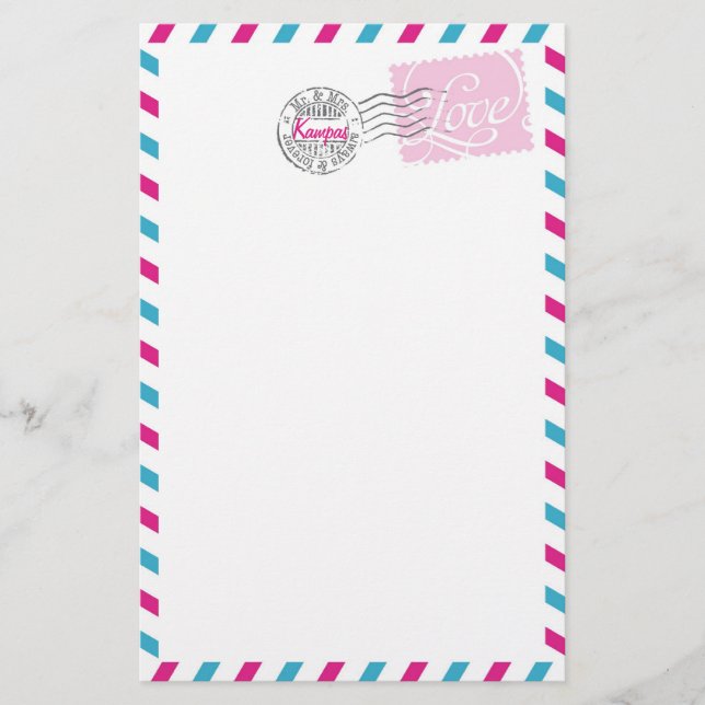 Papelería Colección de servicios postales Stationery Pink Aq (Anverso)