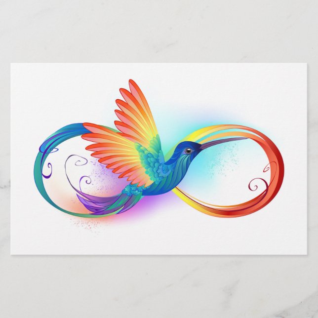 Papelería Colibrí arcoiris con símbolo Infinity (Anverso)