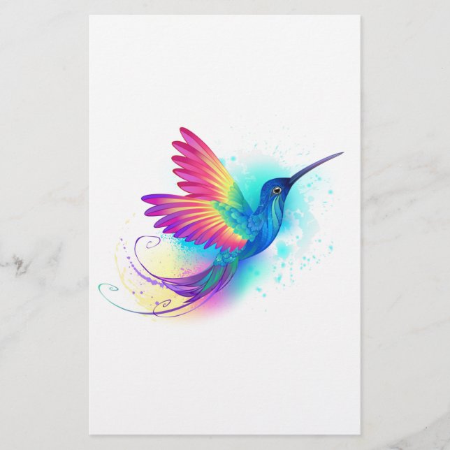 Papelería Colibrí arcoiris exótica (Anverso)