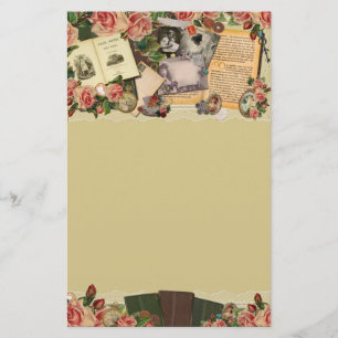 Papelería Collage de libros antiguos y Rosas