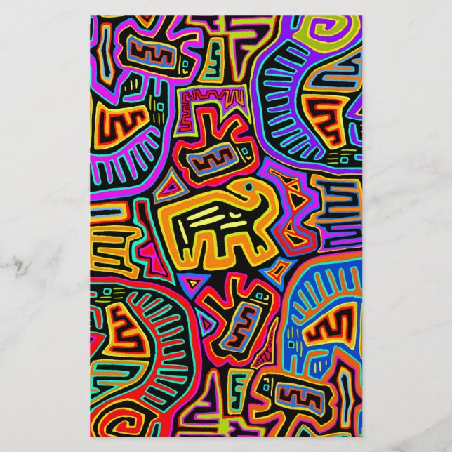 Papelería Collage de Mola de la Isla de San Blas (Anverso)