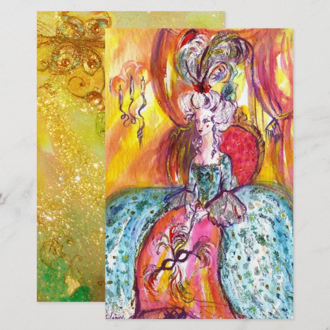 Papelería COLOMBINA / Veneciana Mascarada Máscaras Estaciona (Anverso / Reverso)