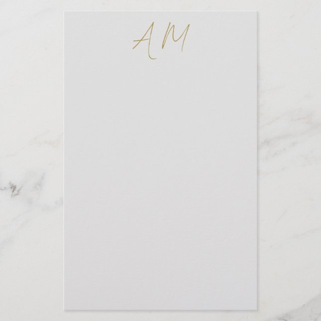 Papelería Color Dorado Monograma Inicial Caligrafía Pro (Anverso)