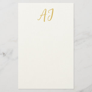 Papelería Color Dorado Monograma Inicial Clásica Profesional