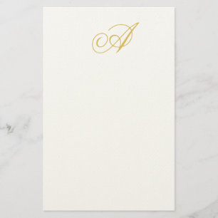 Papelería Color Dorado Monograma Inicial Clásica Profesional