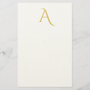 Papelería Color Dorado Monograma Inicial Profesional Blanco