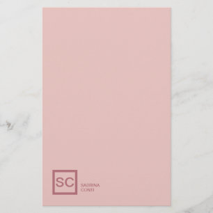 Papelería Color dorado rosa nombre de monograma profesional 