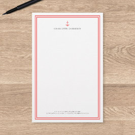 Papelería Color Personalizado Moderno Clásico Ancla Personal