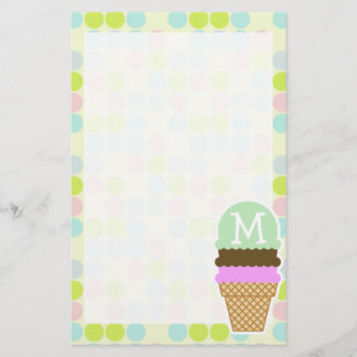 Papelería Colores Pastel, Punto Polka; Cono De Crema De Hiel