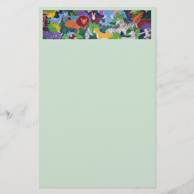 Papelería Colorful Jungle Animals Stationery (Anverso)